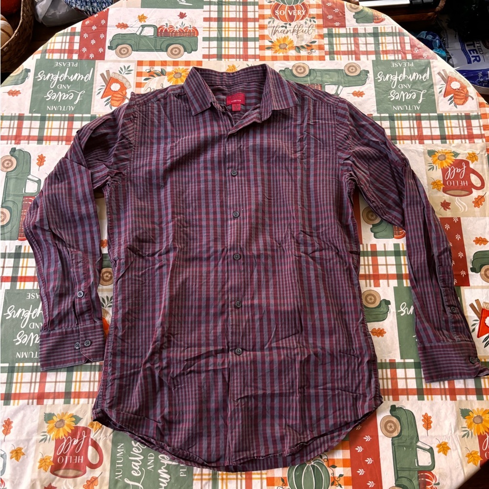 Alfani Men's Casual Button Down Shirt - Purple Stripes